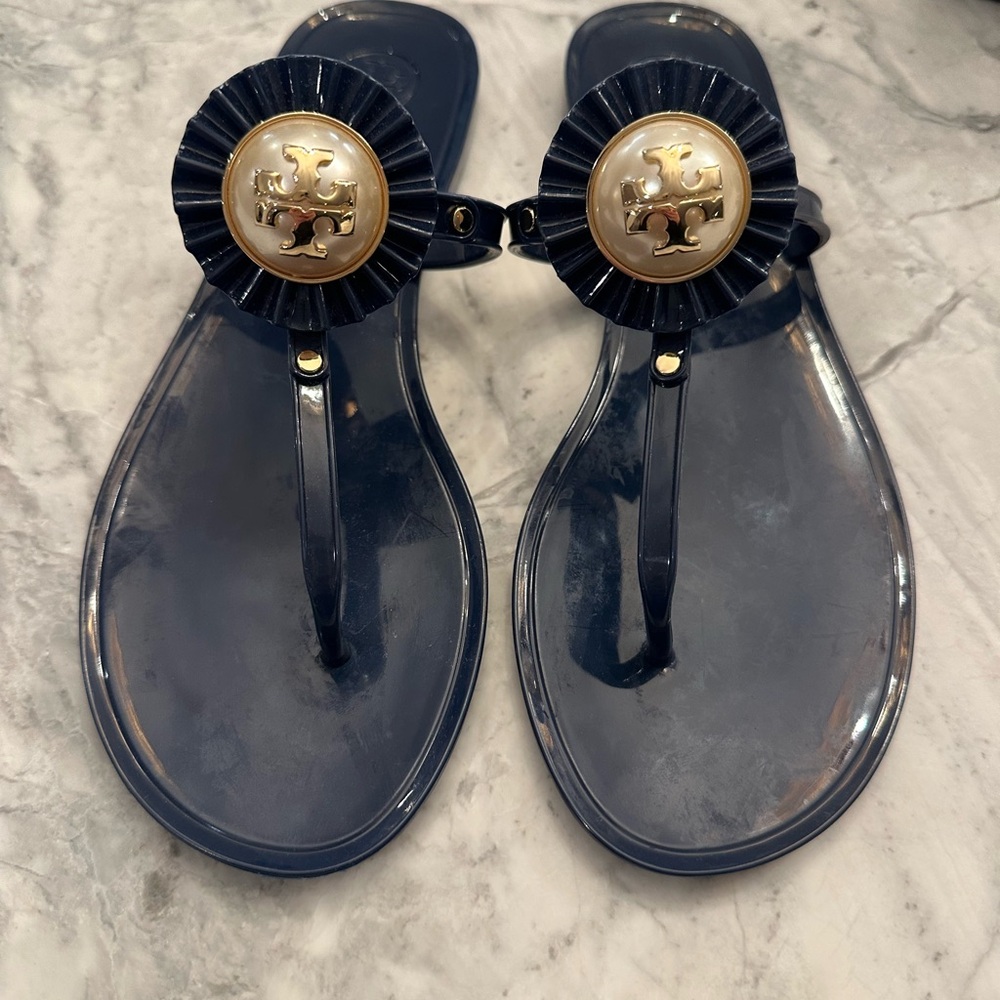 Tory Burch Navy Blue Jelly Sandals